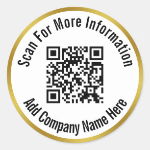 Adesivo Redondo Digitalizar código QR Adicionar seu texto preto br