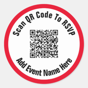 Adesivo Redondo Digitalizar código QR para nome do evento RSVP pre
