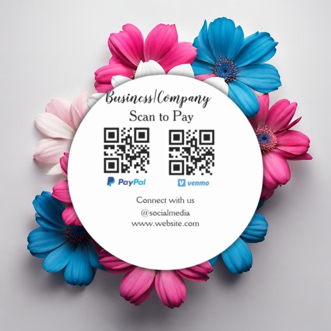 Adesivo Redondo Digitalizar para pagar q r code paypal venmo adici (Criador carregado)