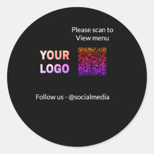 Adesivo Redondo Digitalizar para ver o menu hotel restaurante QR A