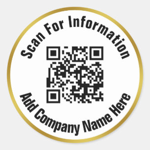 Adesivo Redondo Digitalize o código QR para informações Dourado
