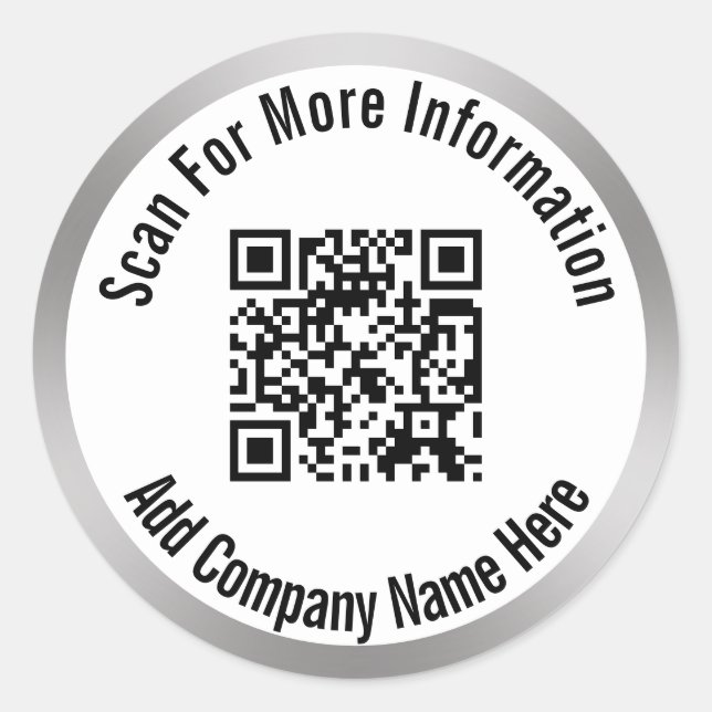 Adesivo Redondo Digitalize o código QR para obter mais informações (Frente)