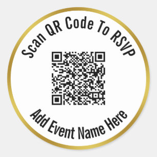 Adesivo Redondo Digitalize o código QR para RSVP preto branco e M