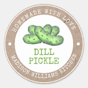 Adesivo Redondo Dill Pickle Homemade com Amor no Papel Faux Kraft