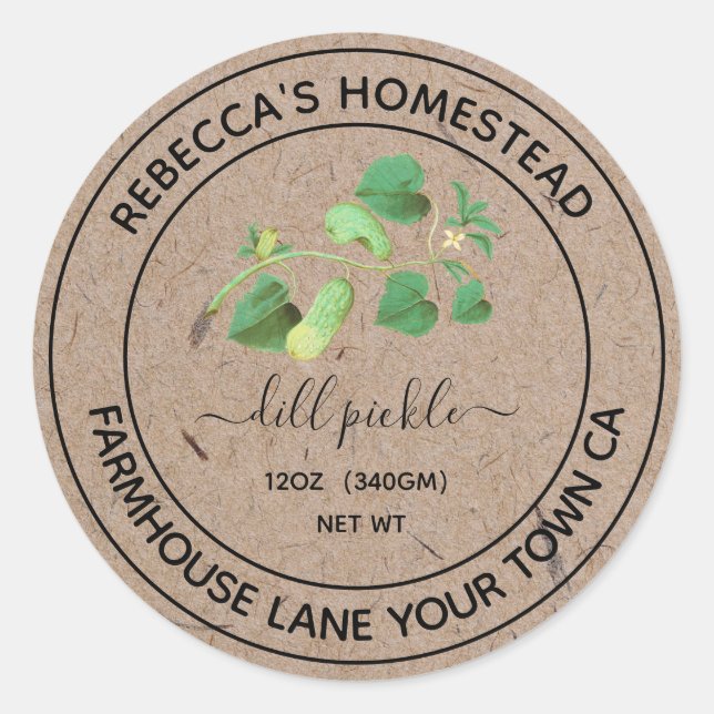Adesivo Redondo Dill Pickle Kraft Paper Canning Labs (Frente)