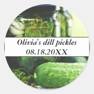 Adesivo Redondo Dill Pickles Mason Jars Pepinos Comida caseira