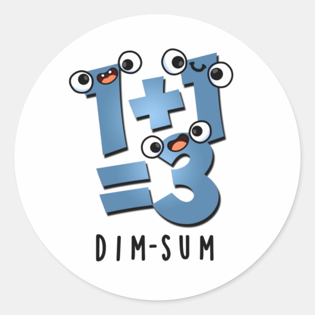 Adesivo Redondo Dim Sum Engraçado Matemática Comida Pun (Frente)