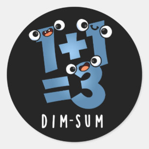 Adesivo Redondo Dim Sum Engraçado Matemática Comida Pun Dark BG