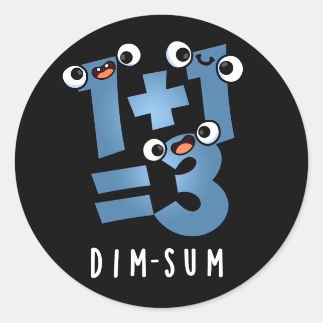 Adesivo Redondo Dim Sum Engraçado Matemática Comida Pun Dark BG (Frente)
