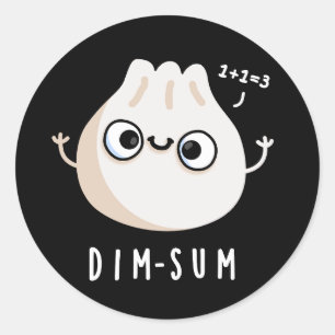 Adesivo Redondo Dim-sum Funny Dimsum Math Pun Dark BG