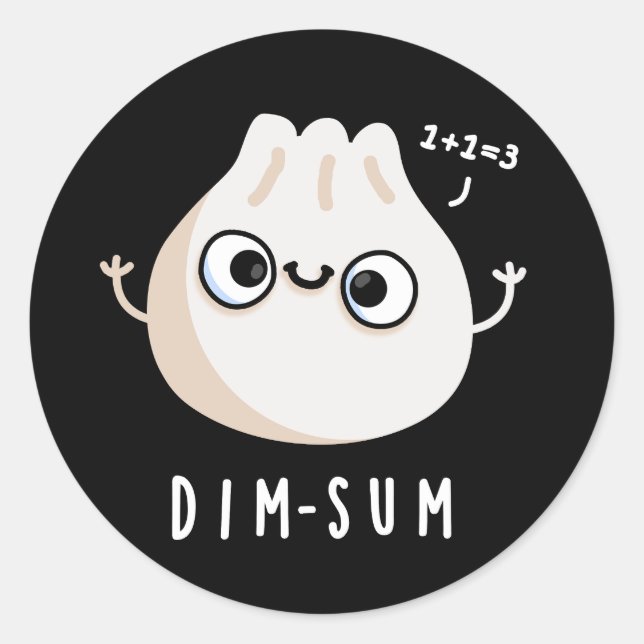 Adesivo Redondo Dim-sum Funny Dimsum Math Pun Dark BG (Frente)