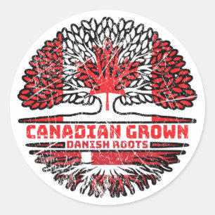 Adesivo Redondo Dinamarca Dinamarquesa Canadá Bandeira de Raízes d