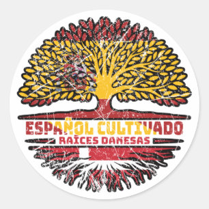 Adesivo Redondo Dinamarca Dinamarquesa Espanha Aranha Espanhola Ba