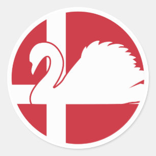 Adesivo Redondo Dinamarca Swan Bandeira Nacional Dinamarquesa