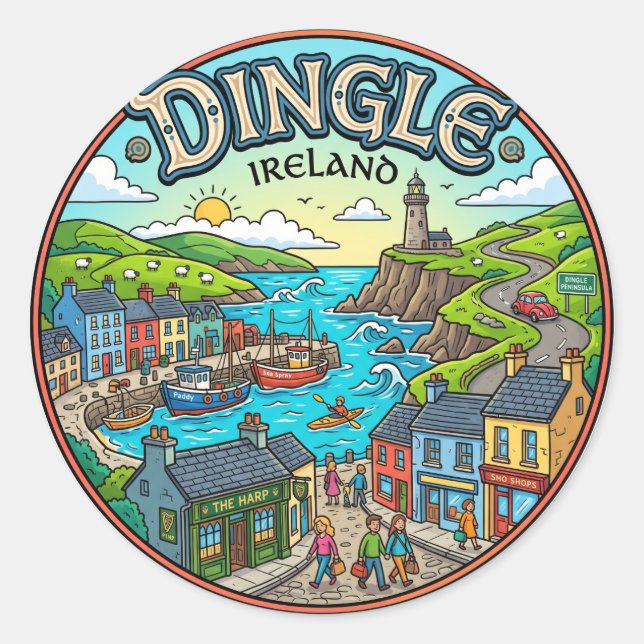 Adesivo Redondo Dingle Irlanda (Frente)