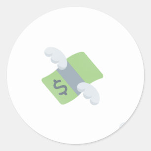 Adesivo Redondo dinheiro voador emoji