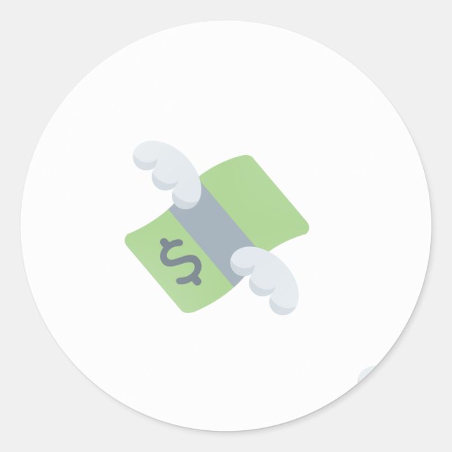 Adesivo Redondo dinheiro voador emoji (Frente)