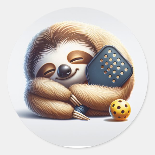 Adesivo Redondo Dink Then Nap – Cozy Sloth Pickleball Sticker (Frente)