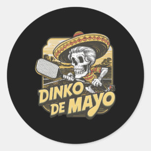 Adesivo Redondo Dinko De Mayo Funny Picklebyll Cinco De Mayo Skele