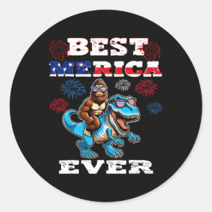 Adesivo Redondo Dino Bigfoot 4 De Julho De 1776 Boys American Flag