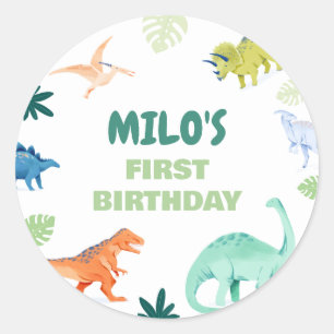 Adesivo Redondo Dino Colorous Dinossaur Birthday Round Sticker