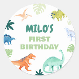 Adesivo Redondo Dino Colorous Dinossaur Birthday Round Sticker