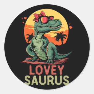 Adesivo Redondo Dino Dinosaur Lovey-saurus T-rex Funny Trex