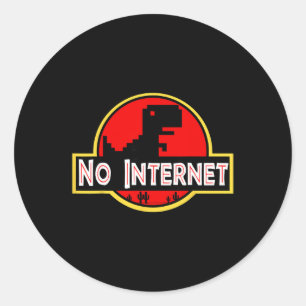 Adesivo Redondo Dino Engraçado Nerd Sem Internet Ciência da Comput