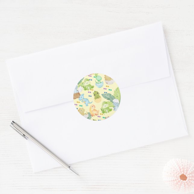 Adesivo Redondo Dino Fofo (Envelope)