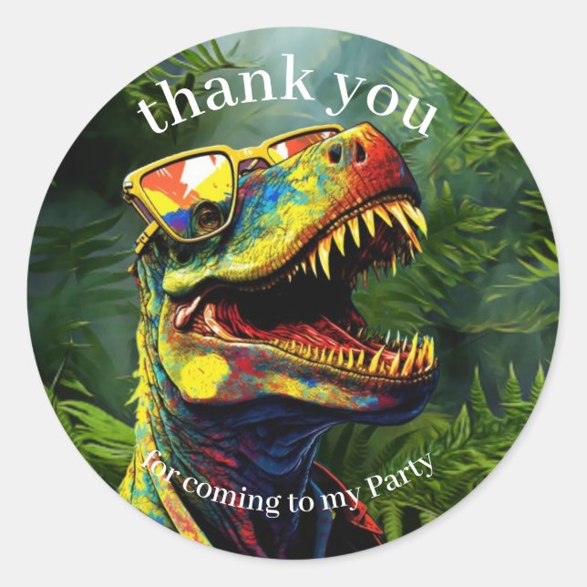 Adesivo Redondo Dino Obrigado Crianças Selvagens (Frente)