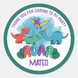 Adesivo Redondo Dino Party Sticker