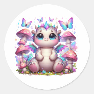 Adesivo Redondo dino pastel chubby