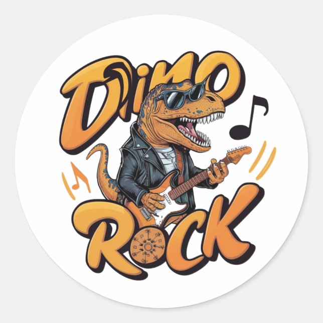Adesivo Redondo Dino Rock (Frente)