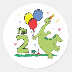 Adesivo Redondo Dino segundo aniversário Classic Round Sticker