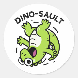 Adesivo Redondo Dinosault Funny Dinosaur Pun