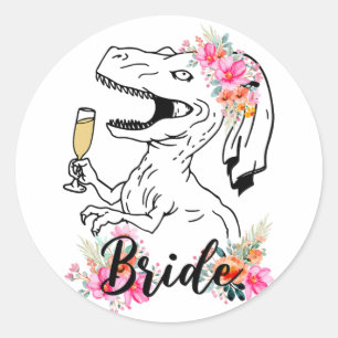 Adesivo Redondo Dinosaur Bride Bridesmaid Floral Bachelorette