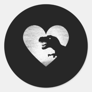 Adesivo Redondo Dinosaur Dia dos Namorados Trex Amor Dinossauros D