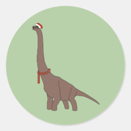 Adesivo Redondo Dinosauro de Pescoço Longo Marrom de Natal illusim
