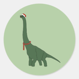 Adesivo Redondo Dinosauro de Pescoço Longo Verde de Natal illusima