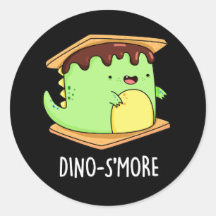 Adesivo Redondo Dinosmore Engraçado Dinossauro Pun Dark BG