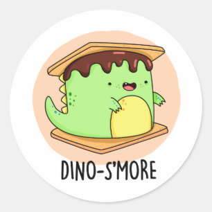Adesivo Redondo Dinosmore Funny Dinosaur Pun