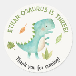 Adesivo Redondo Dinossaur Aniversário Favorece Stickers Boy Trex