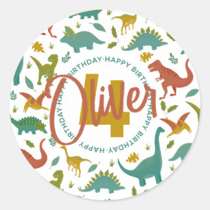 Adesivo Redondo Dinossaur Birthday