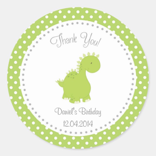 Adesivo Redondo Dinossaur Birthday Sticker (Frente)