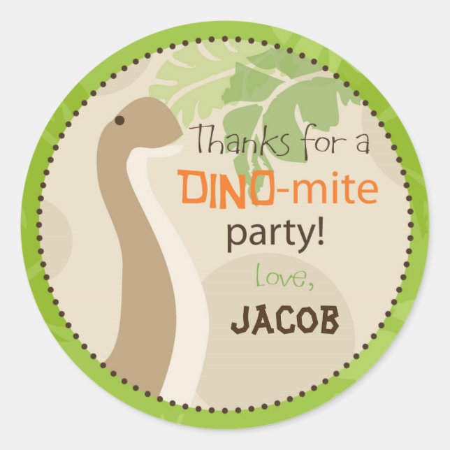 Adesivo Redondo Dinossaur Brontosaurus Topper do Cupcake de aniver (Frente)