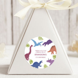 Adesivo Redondo Dinossaur Cute Dino Kid Festa de aniversário Favor