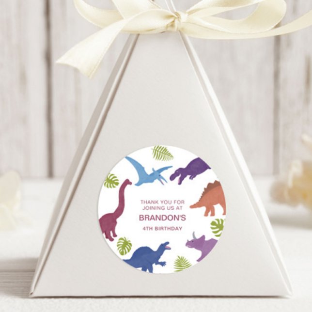 Adesivo Redondo Dinossaur Cute Dino Kid Festa de aniversário Favor (Criador carregado)