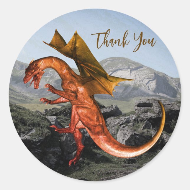 Adesivo Redondo Dinossaur Jurassur Park Obrigado Linda (Frente)