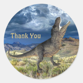 Adesivo Redondo Dinossaur Jurassur Park Obrigado Linda
