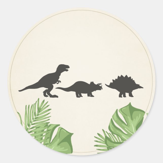 Adesivo Redondo Dinossaur Sticker Envelope Selo Dino (Frente)